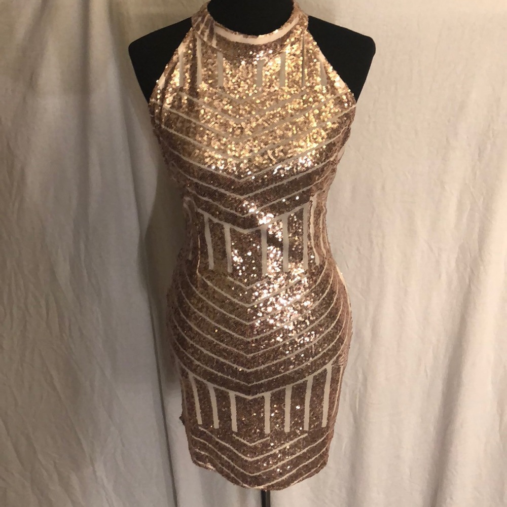 Gold sequin dress
